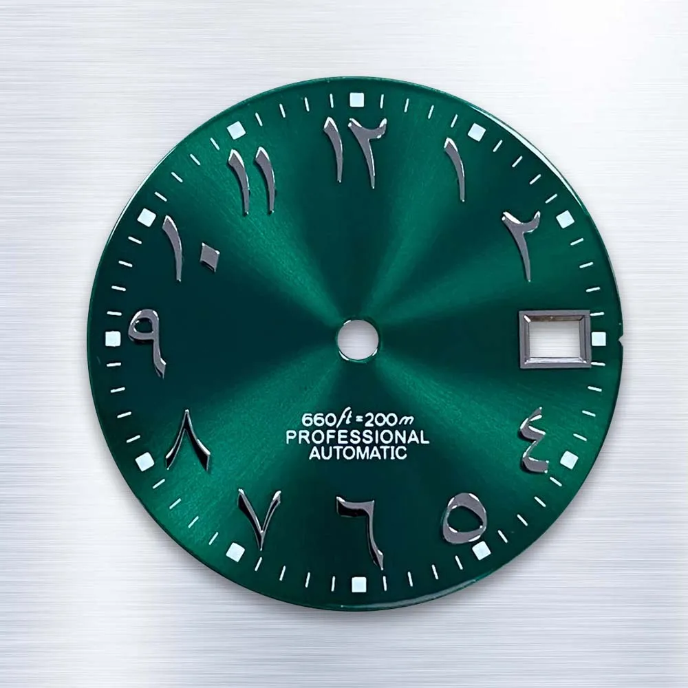 28.5mm S Logo Dial Sun Pattern Arabic Silver Nail Suitable for NH35 Movement Watch Modification repair Accessories