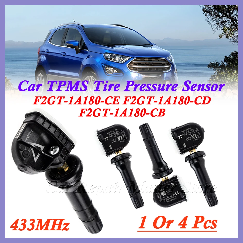 1/4PCS For Ford Ecosport Edge Fiesta Mustang F2GT-1A180-CE F2GT-1A180-CD F2GT-1A180-CB 433MHz Car TPMS Tire Pressure Sensor