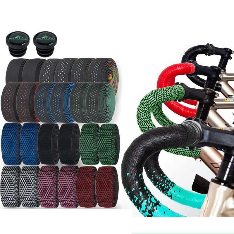 

Bicycle handlebars with road handlebars with mummified silicone carbon fiber texture anti-slip and sweat-absorbing straps
