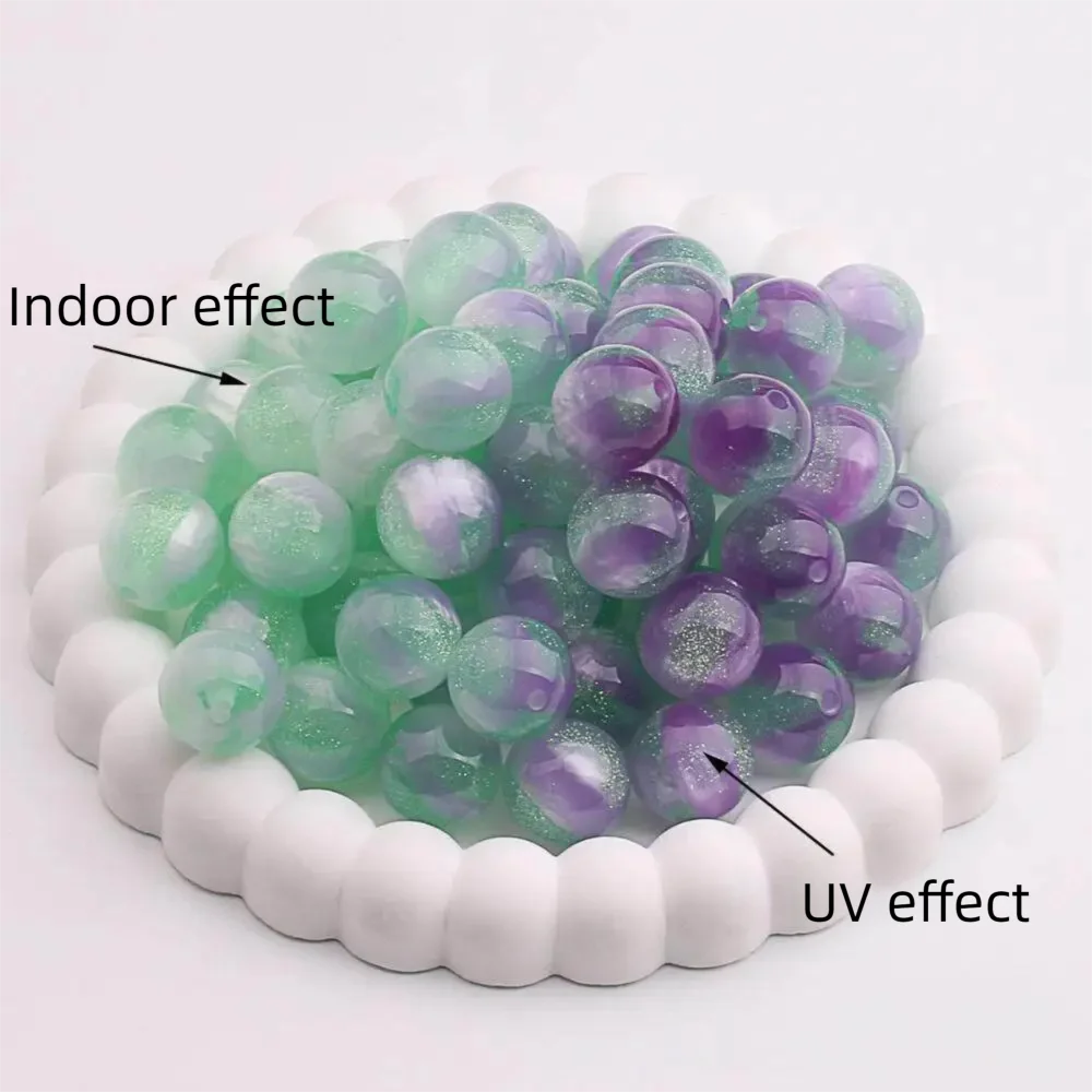 10-200Pcs 10MM UV Color Changing Cat Eyes Scattered Beads Fine Glitter Round Beads DIY Jewelry Bead Pen Car Pendant Material