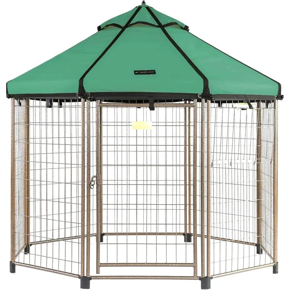 

Win World Pet Gazebo Indoor and Outdoor Metal Kennel with Umbrella Roo or Medium to Large Dog and Animals, 5t Hunter Green