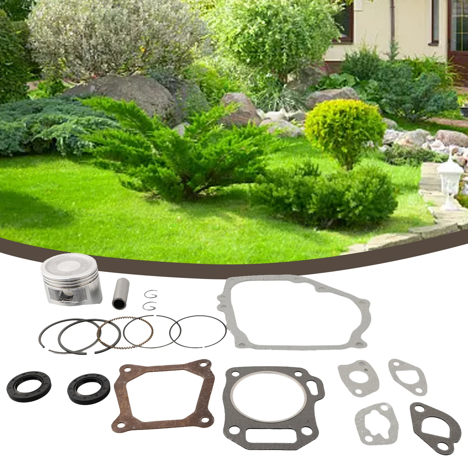 

Engine Rebuild Kit With Piston Rings Cylinder Valve Cover Gaskets Crankshaft Oil Seals And Carburetor Gaskets For 5.5HP Mowers