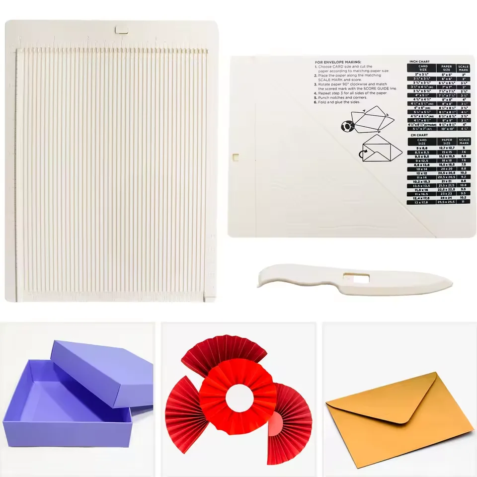 Multifunktionales Schneidebrett mit Messgitter Papierkarten-Umschlaghersteller Geprägte Linien Scrapbooking DIY-Zubehör Papierschneider