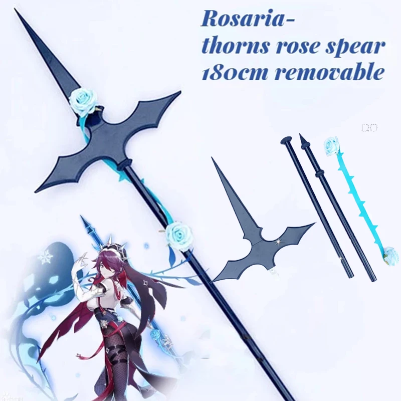 180CM Genshin Impact Cosplay Rosaria Li-painted Props Thorns Rose Spear Props Halloween Cosplay Costume Wigs and Props