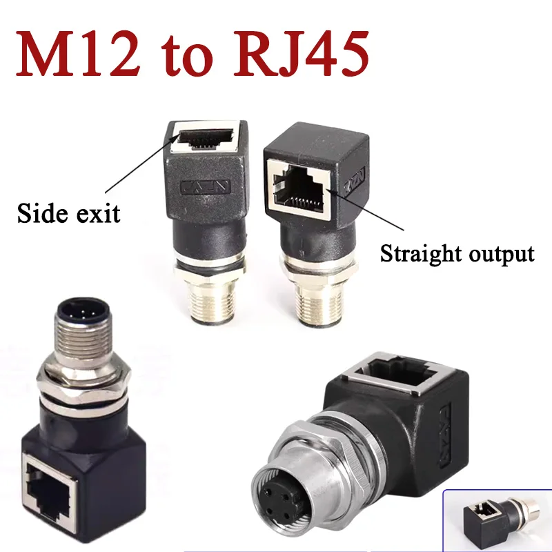 4Pin D-type M12 Male and Female to RJ45 Aviation Plug Socket Ethernet Adapter 8Pin X-type/A-type Straight/elbow Heal Connector
