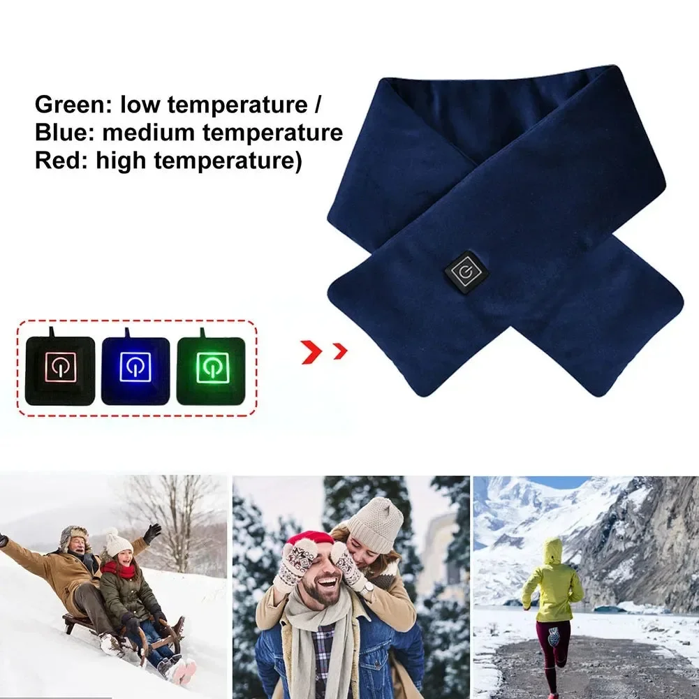 Intelligent Electric Heating Scarf 3 Gears USB Electric Heating Scarf Washable Neck Warmer Women Winter Lady White Cotton Scarf