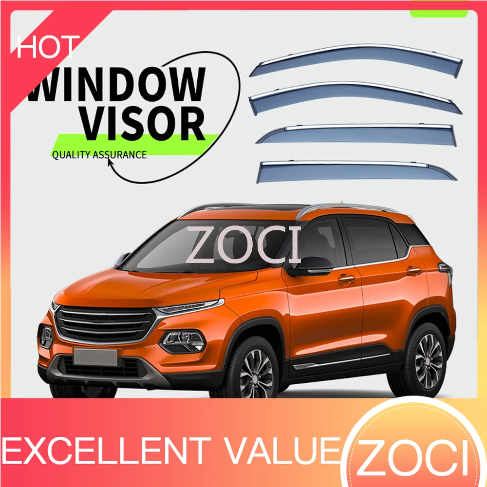 Deflectores de Viento ZOCI con Franjas Cromadas para Chevrolet Groove CN180S 2020-2025, Visores de Puerta, Parasoles, Visores de Ventana