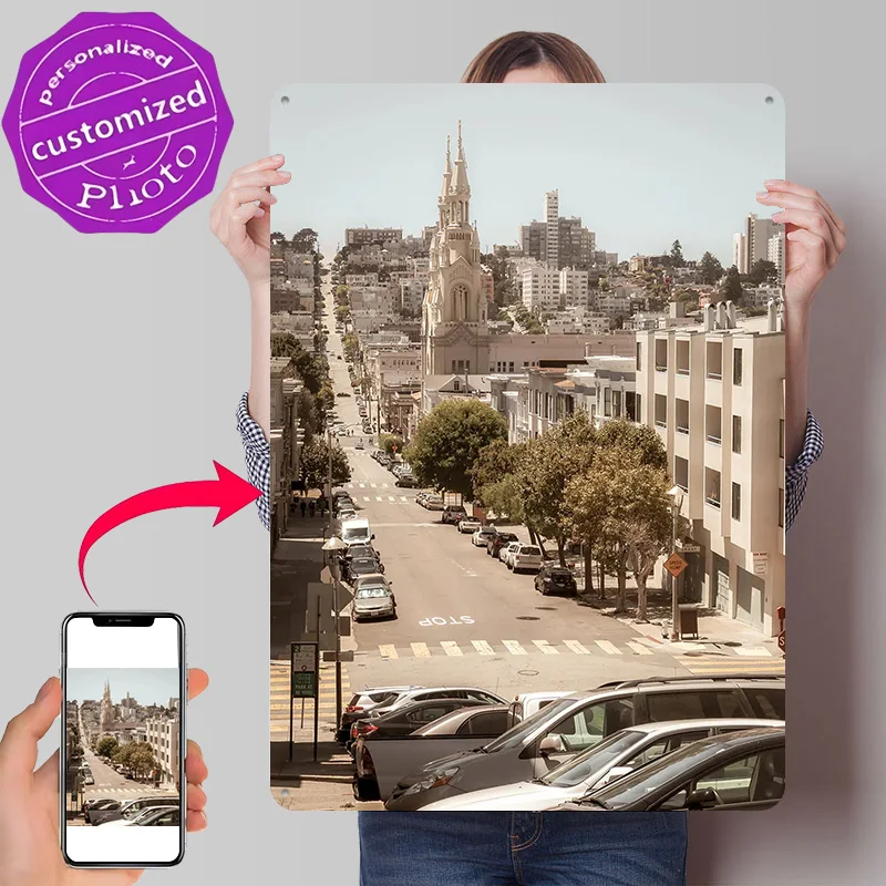 San Francisco Street View Poster Retro 3D Printed Metal Signs Customized Wall Hanging Gift for Room Decorating Interior Tin Sign