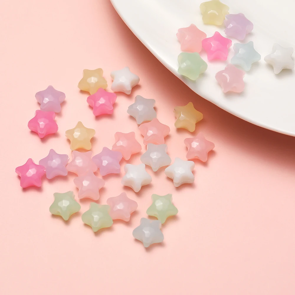 10/20pcs Acrylic Pentagram Shaped Beads Jelly Solid Color Star Spacer Beads for Jewelry Necklaces Bracelets DIY Making Findings