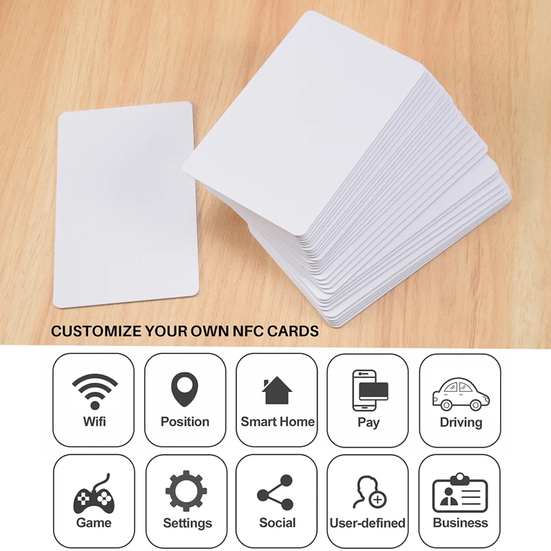 Contactless NFC Card Tag, Leitura-Gravação, Portátil, PVC, NTAG215, 504Byte, 30pcs