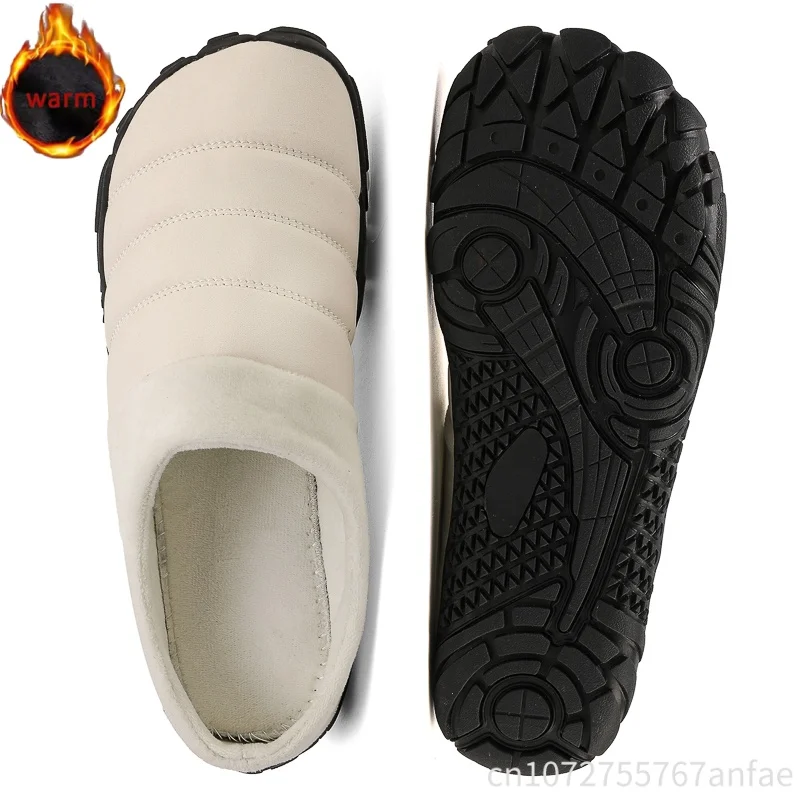 

Winter Male Warm Cotton Slipper Home Plush Shoes Waterproof Couple Warm BareFoot Slides Non-Slip Soft Lightweight Indoor Shoes