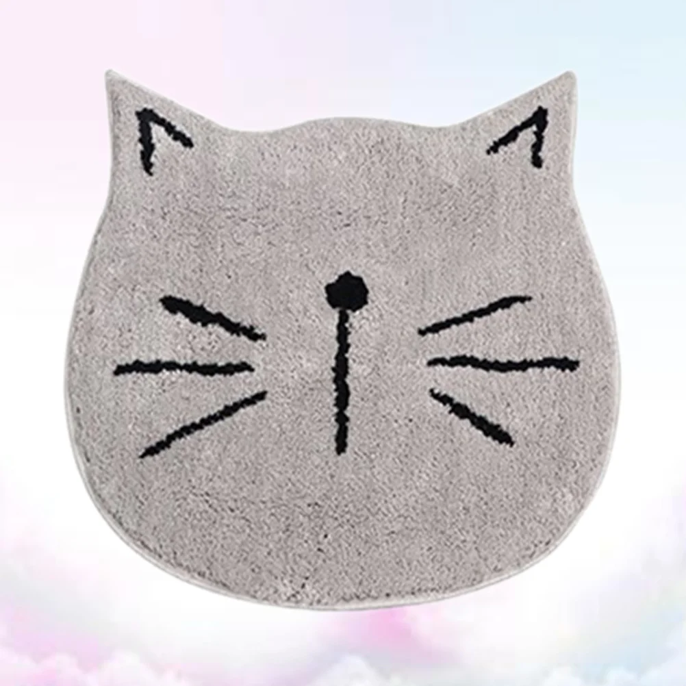 Cat Shaped Bathroom Mat 60x60cm Grey Non-Slip Water Absorption Bath Rug Bathroom Accessories Water Absorption Doormat - Image 2