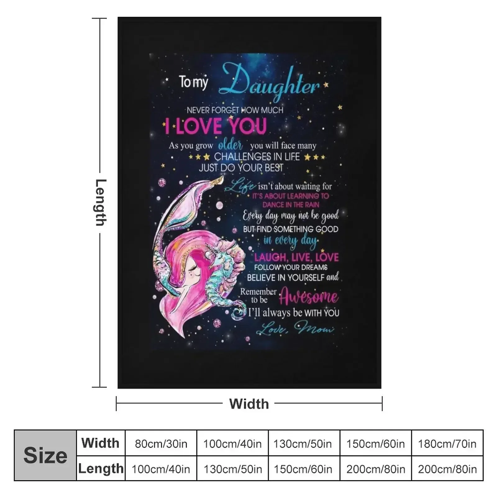 to my daughter never forget how much I love you Throw Blanket Bed linens Picnic Soft Big Thins Blankets