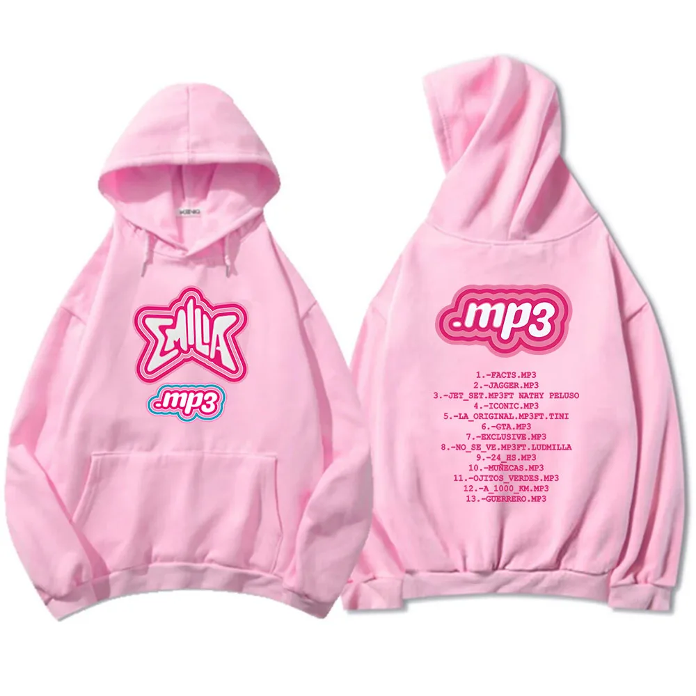 Clothes MP3 Emilia Mernes Hoodies Graphic Printing Sweatshirts Winter Casual Loose Long Sleeve Sudaderas Pink Unisex Soft Hoodie