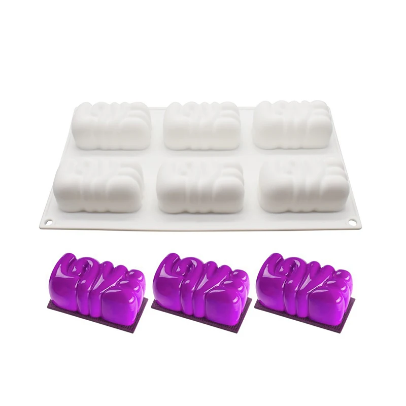 Love Mousse Cake Mold For Valentine\'s Day Rectangle Silicone Baking Tray Dessert Soap Candle Ice Cream Topper Decoration Tools