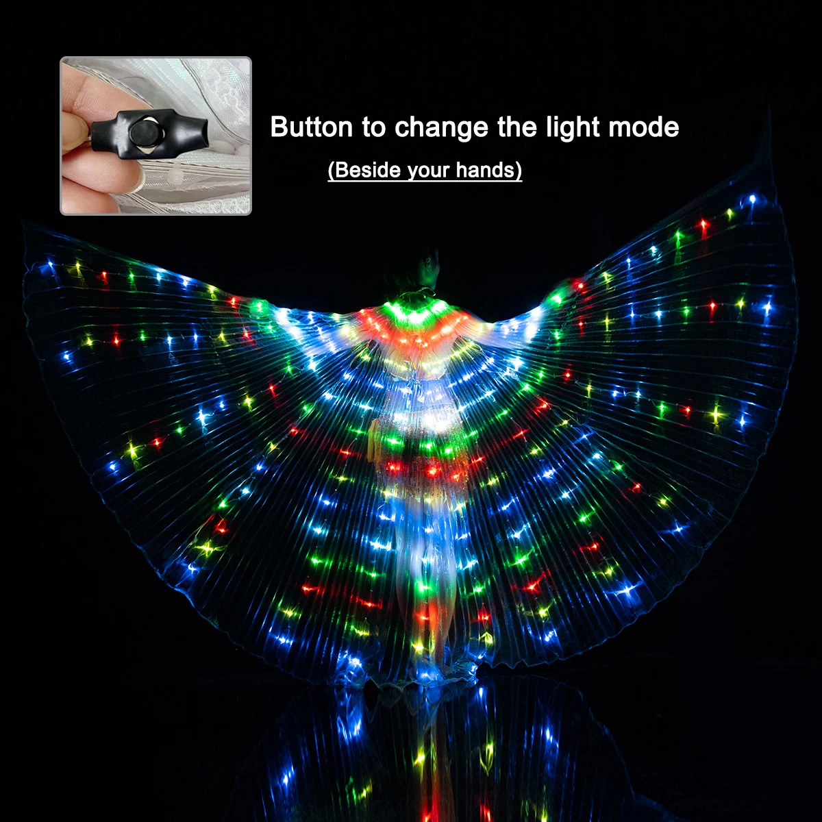 Rainbow Colorful Alas RGB Led Isis Wings Button Control Dancewear Stage LED Glowing Wing 28 Light Up Mode Luminous Dancing Wing