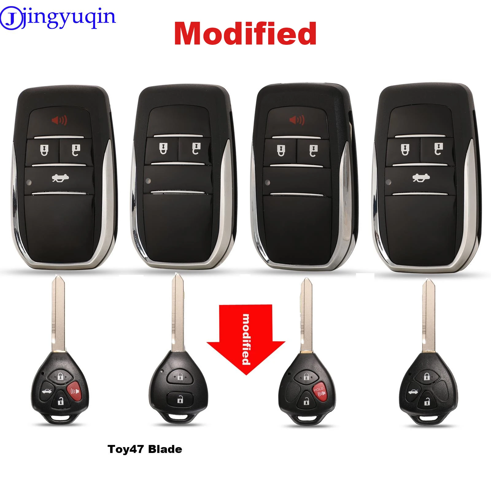 jingyuqin Modified Flip Remote Car Key Shell Cover For Toyota Corolla Camry Auris TOY47 Upgrade Folding Key Case Fob
