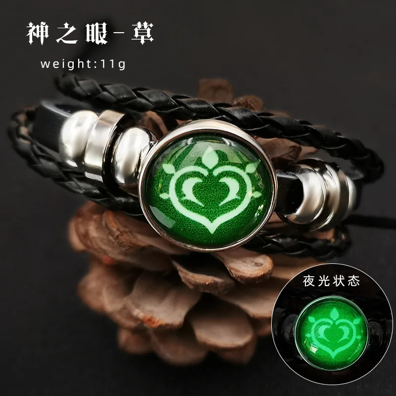 Anime Game Genshin Impact Bracelet Cosplay Prop 7 Element Weapon Eye Of Original God Leather Bracelets Women Men Bangle Jewelry