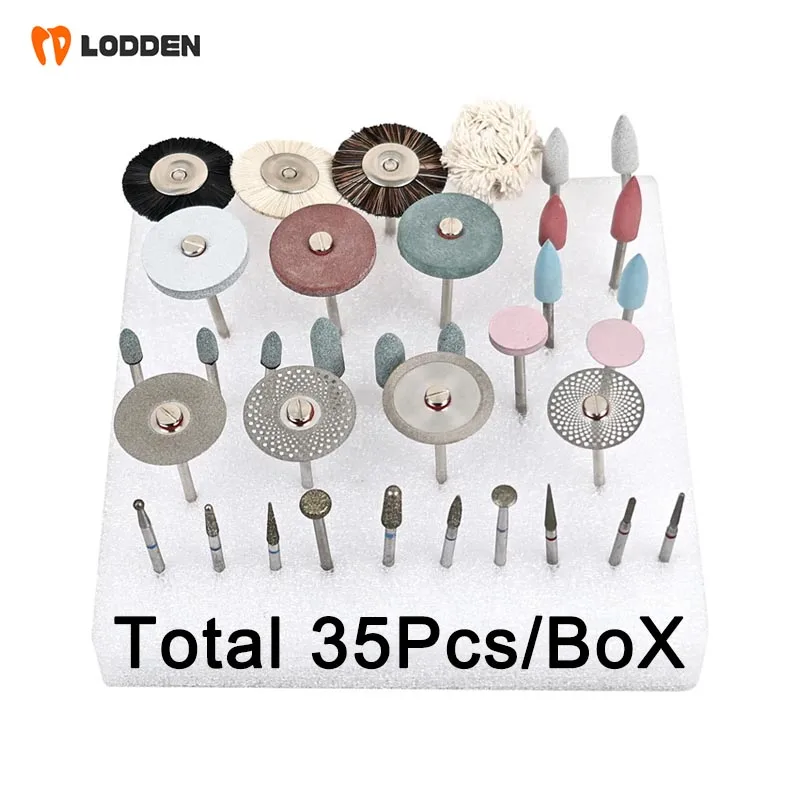 

LODDEN 35 шт./компл. набор для полировки стоматологической лаборатории HP, керамический/фарфоровый шлифовальный инструмент для стоматолога, алмазные боры, материал кисти