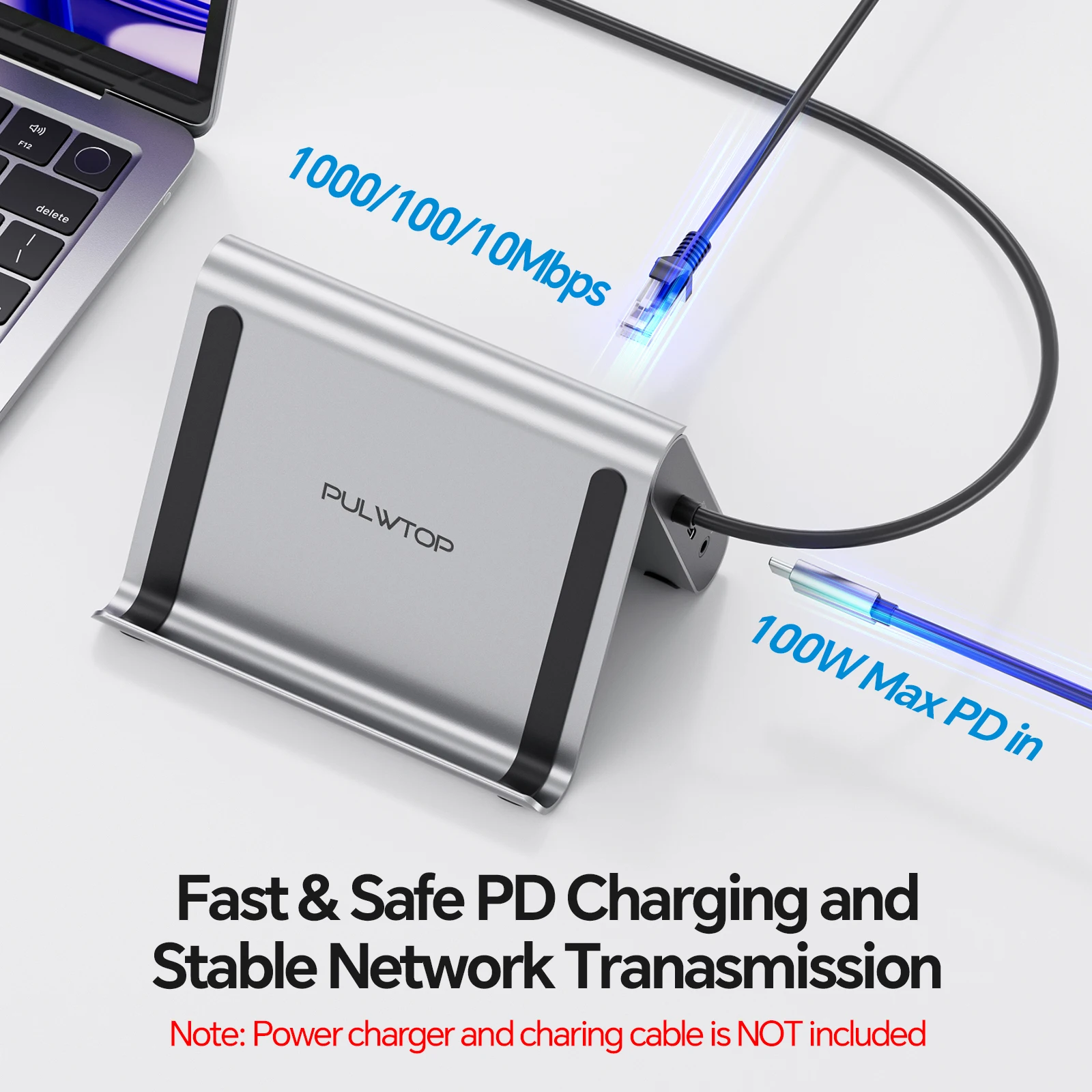 PULWTOP 11 in 1 Docking Station Stand Laptop Dock with 2 HDMI, PD, Ethernet, USB-A/C 10Gbps, for MacBook Pro/Air M3Pro/M4/M5 Pro