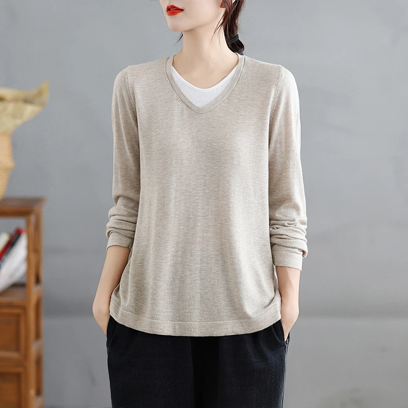 Sli محبوك فضفاض طويل Sve سترة رقيقة الشتاء تخفيف عارضة الوقوف صالح السيدات Faionable أعلى V Ne Ci الزي