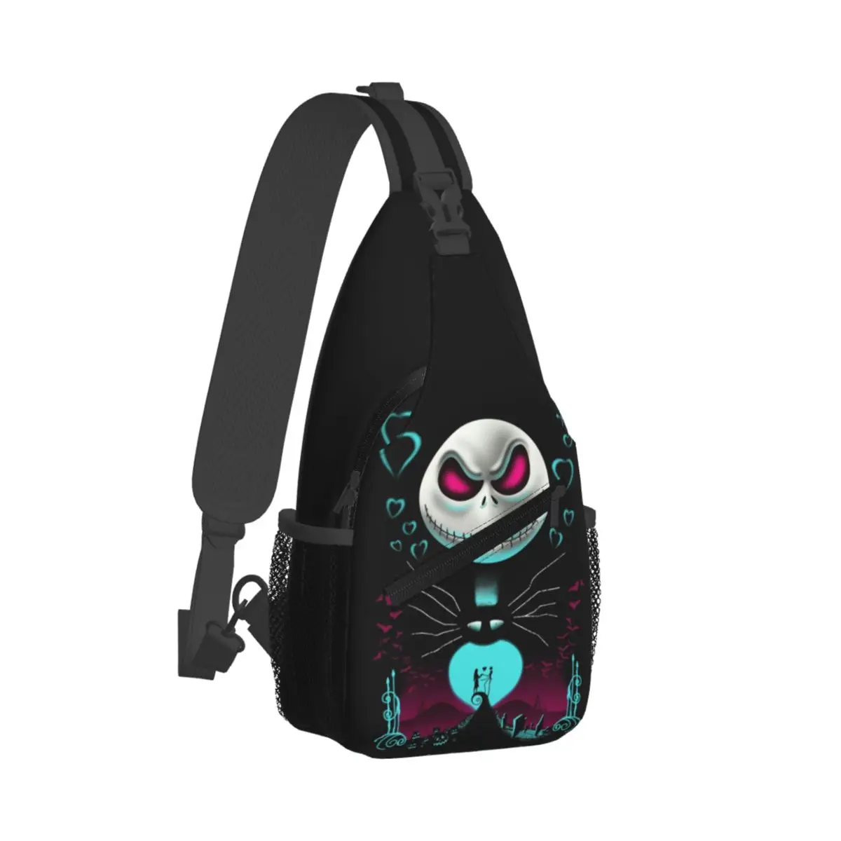 Custom Jack Skellington Shoulder Crossbody Chest Backpack Women Men Shoulder Chest Bags Sling Bag Nightmare Before Christmas Bag