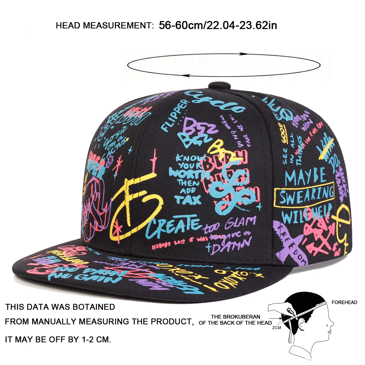 Unisex Colorful Letter Graffiti Printing Hip-hop Hats Spring Autumn Outdoor Adjustable Casual Baseball Caps Sunscreen Hat