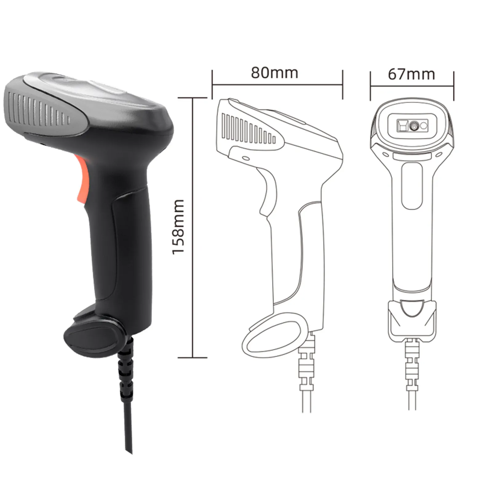 Industrial 2D Barcode Reader Industrial Wired Handheld USB Barcode Scanner for Retail Warehouse and Logistics Fast Scanning-qi