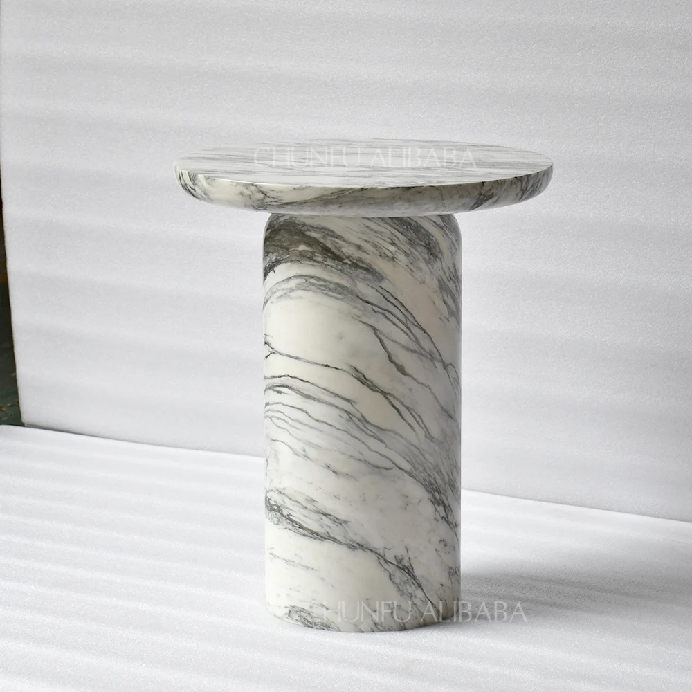 Nordic Modern Nature Travertine Block Home Deco Round Coffee Side Table Furniture