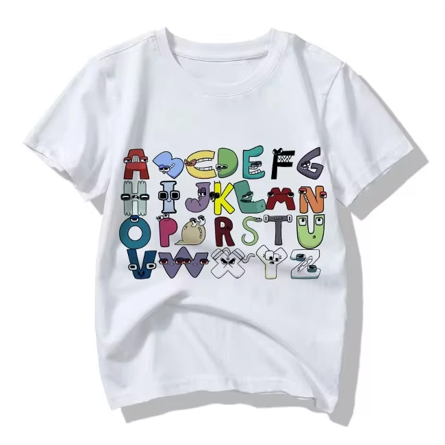 New 2024 Summer Fashion Children's Alphabet Lore Harajuku T-shirt Boys T Shirt Girls Clothes Print Cartoon T Shirts Kids Clothes