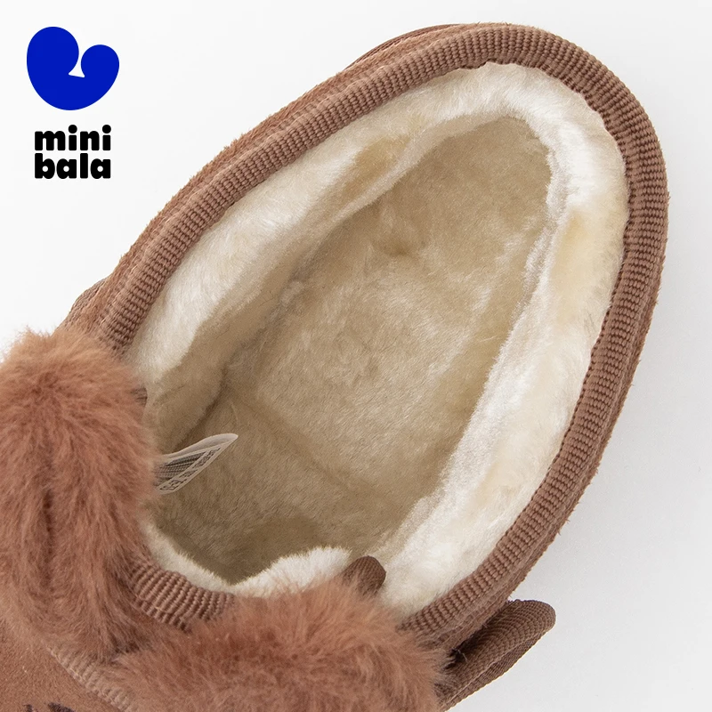 Mini Bala Stivali da neve per bambini 2025 Inverno Nuovo antiscivolo Facile da rimuovere Scarpe per la stagione fredda foderate in peluche