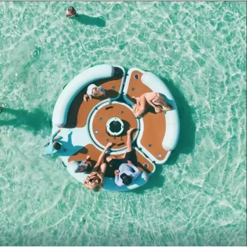 Large PVC Inflatable Floating Island Bed for Pool Summer Water Lounger Mattress Swim Ring Float Raft Outdoor Leisure Gear