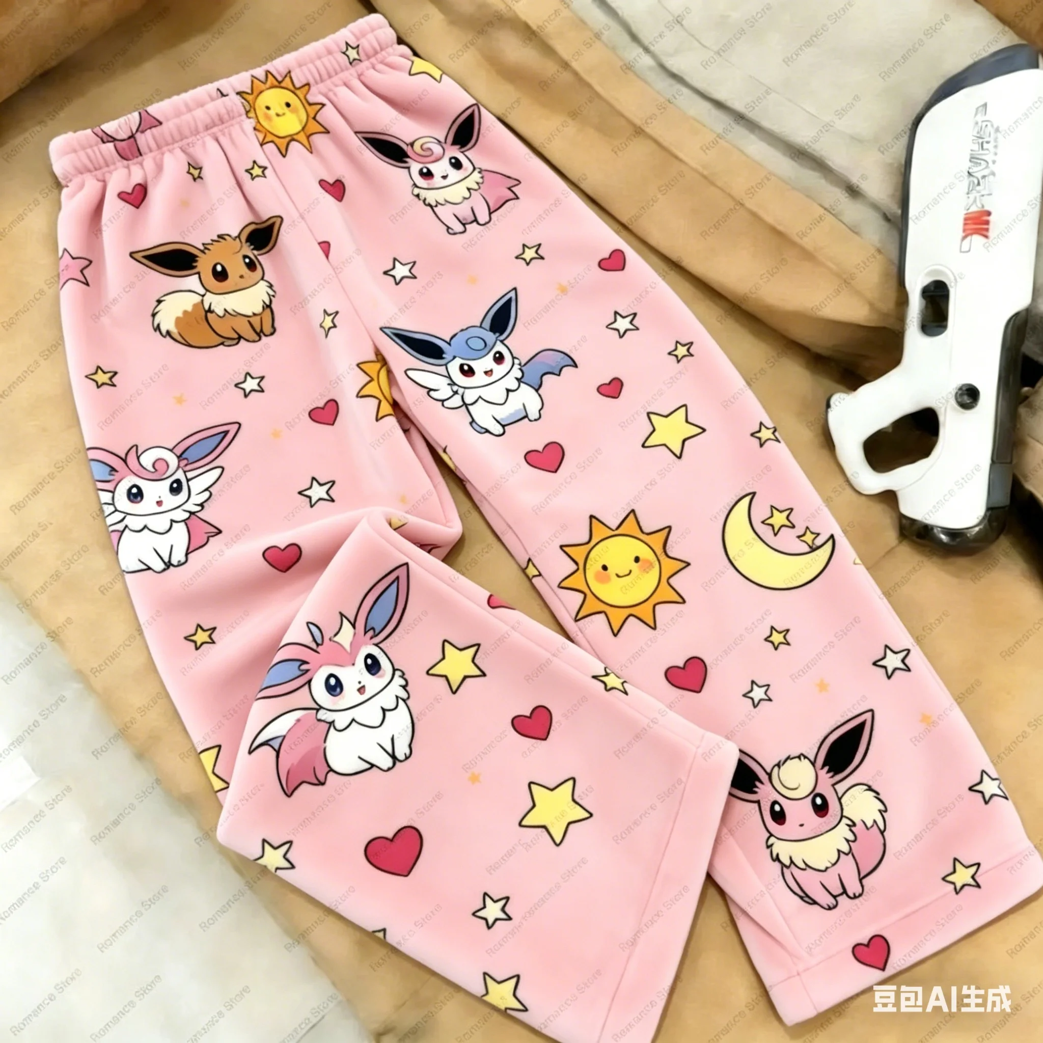 2026 Pocket Monsters Pikachu Full Screen Printed Adult and Children's Same Style Pants Family 3D Printed Pants view 4