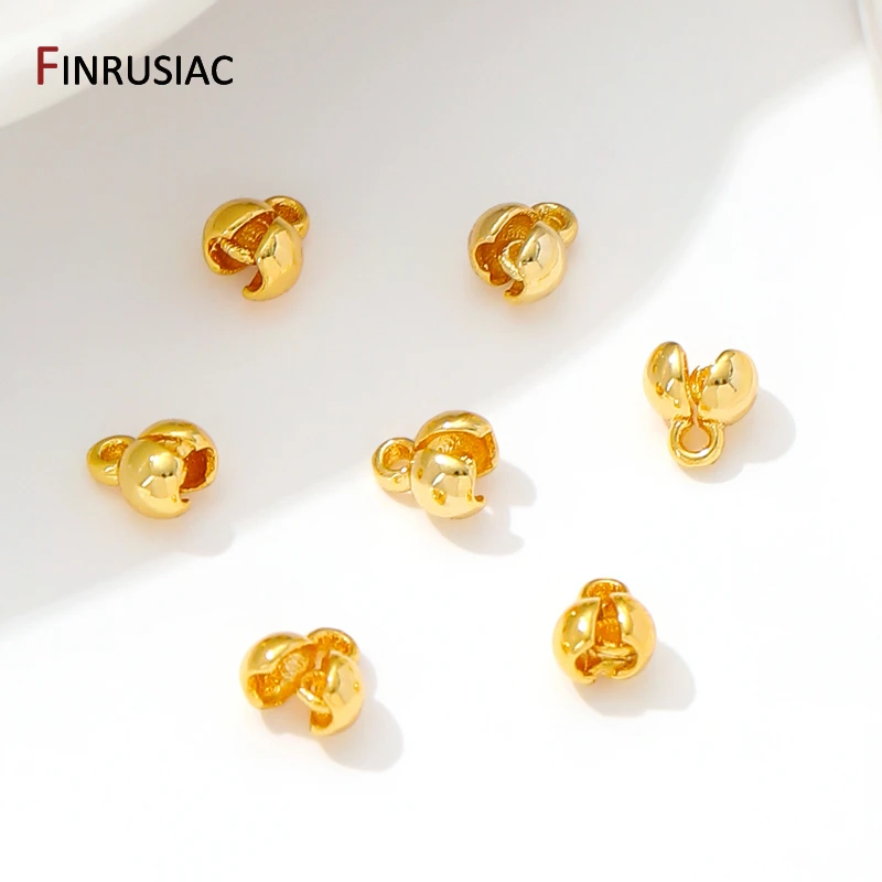 18K vergoldete Messing-End-Quetschperlen für die Schmuckherstellung, DIY-Armbänder-Zubehör, Perlenspitzen-Anschlüsse für Schmuckzubehör – Detail 26