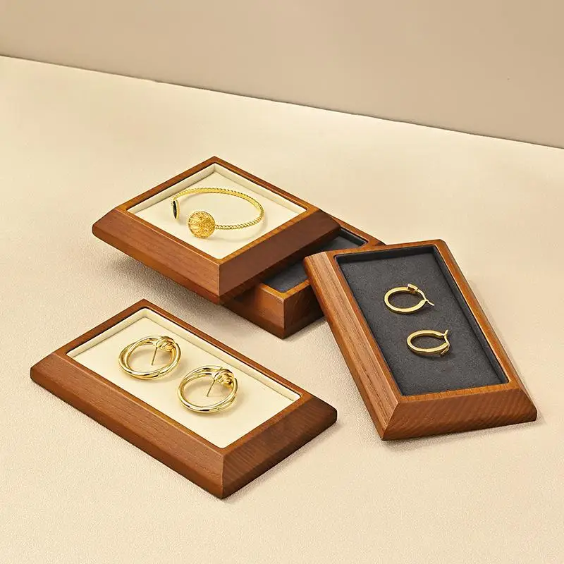 Solid Wood Jewelry Storage Tray, Earrings, Rings, Bracelets, Necklaces, Display Props, High-End Jewelry Display Tray