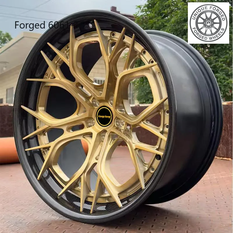 

Новые высококачественные кованые 2-составные диски из алюминиевого сплава 6061 с золотым карбоновым покрытием, 18-24 дюйма, 2026 год