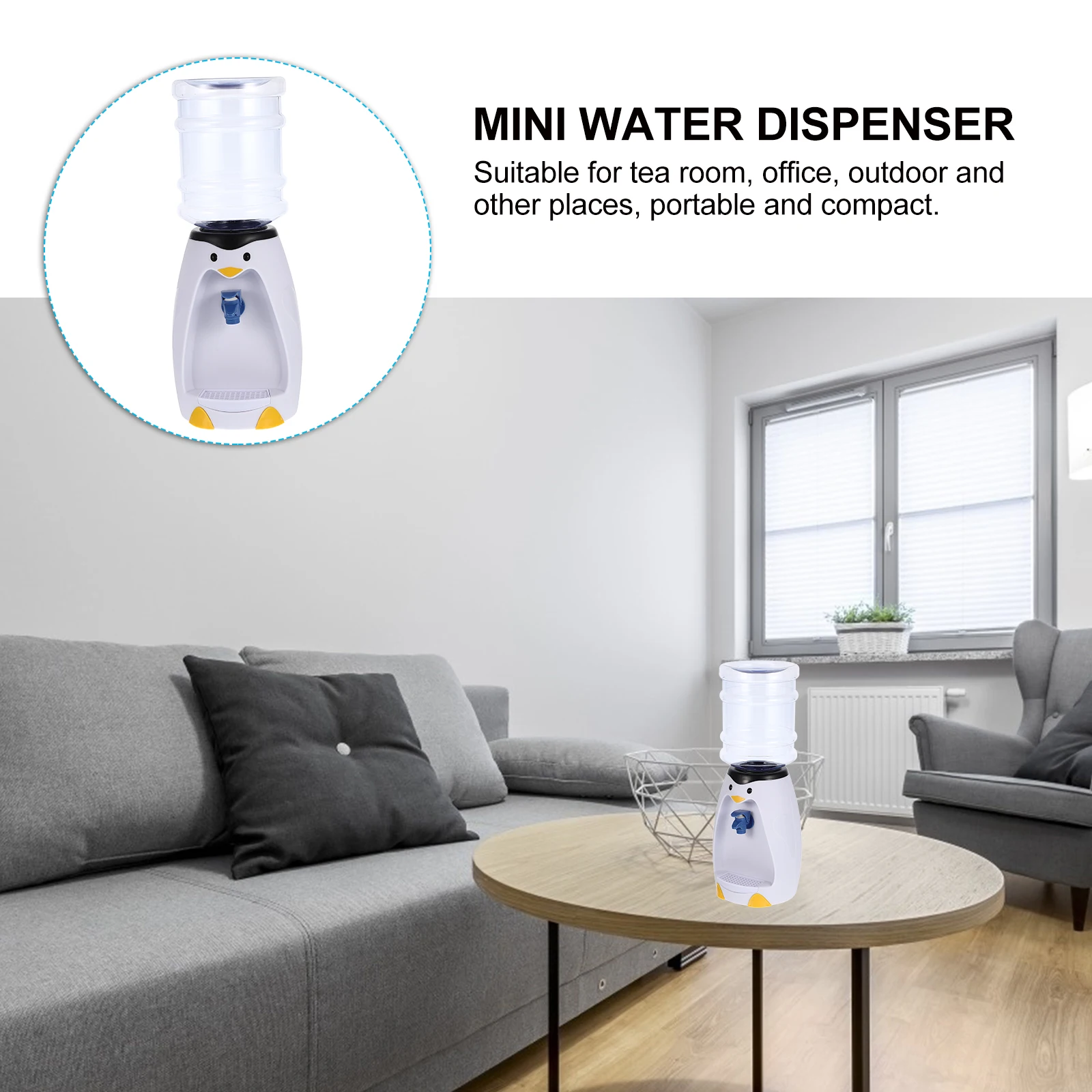 

Cartoon Water Dispenser 2000ml Mini Machine Plastic Portable Compact Home Office Outdoor Kitchen Facility