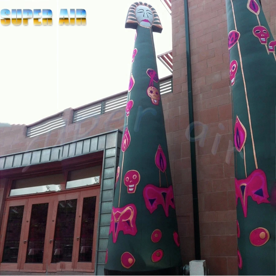 So nice lighting decoration inflatable standard pyrometric cone with human face is used for outdoor party