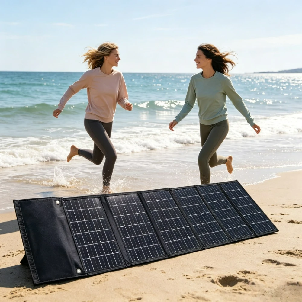 50W 90W Waterproof Portable Foldable Solar Power Bank Dual USB DC Output Solar Charger Designed For Outdoor Hiking Camping