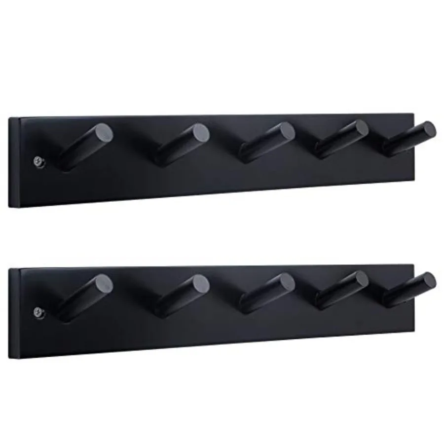 

Coat Rack Wall Mounted, 16" Hole to Hole, Coat Hanger Wall Mount with 5 Hooks for Hanging Coats, Hook Rack Peg Rail for Hats, J