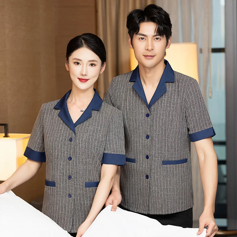 Vêtements de travail de nettoyage à manches courtes, propriété d'été, nettoyeur de chambre d'hôpital, ensemble de vêtements de travail pour tante pour hommes