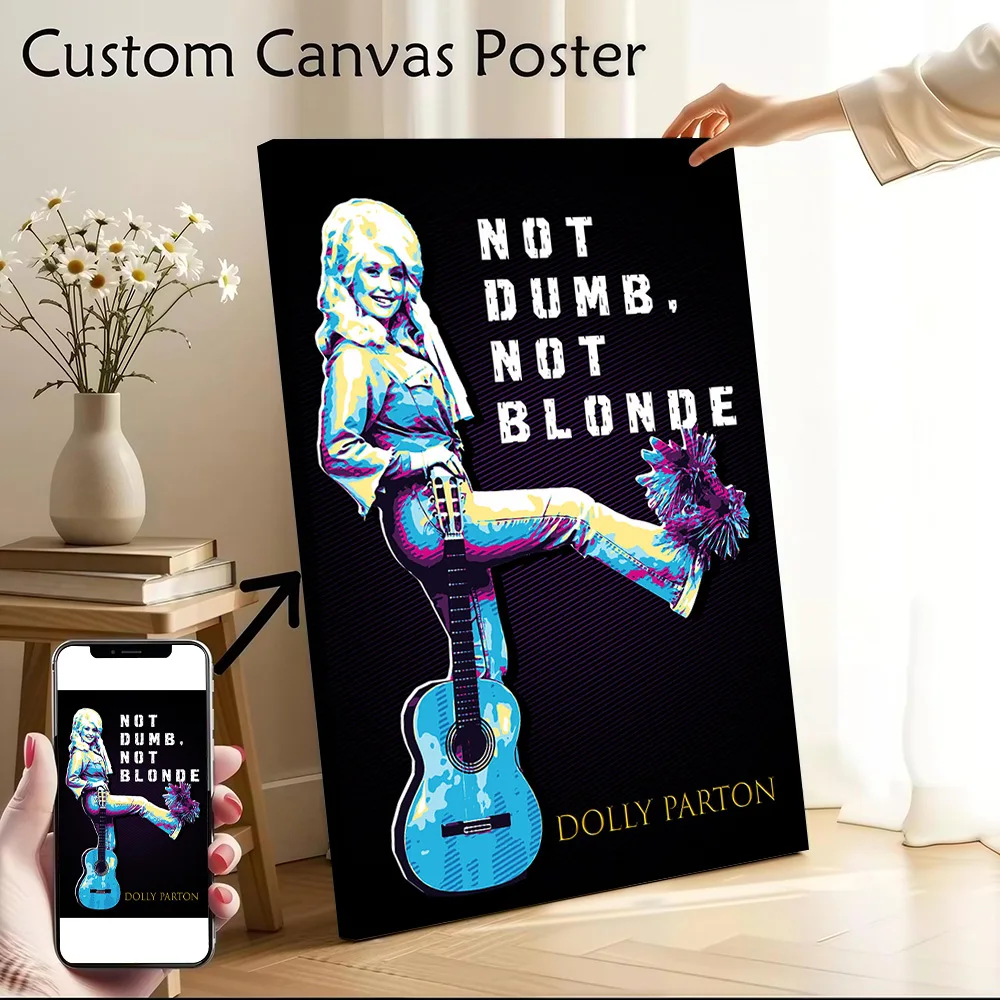 Dolly Parton: Not Dumb Canvas Wall Art of Murals Decoration Living Room Decorating Interior Home Decor Items Painting Wand Deko