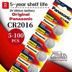 Panasonic 5-100PCS CR2016 3v Lithium Battery CR2016 DL2016 BR2016 Car Remote Control Watch Motherboard Scale Button Coin Cells