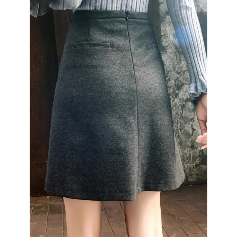 Women's Winter Short Skirt2024New Fashion Professional Sheath Korean Style Thickened All-Matching Woolen Skirt Autumn and Winter