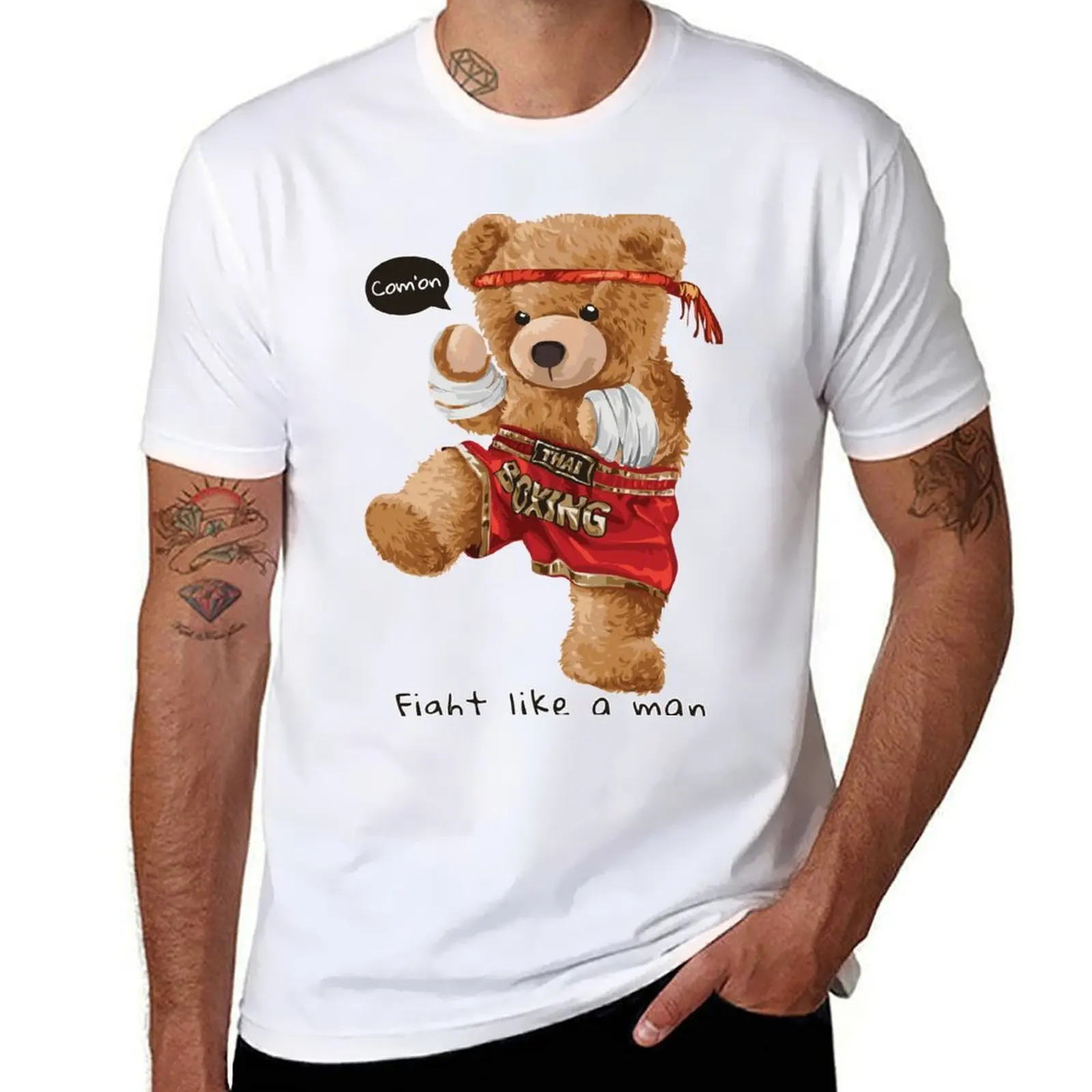 

Cute Bear Fight like a man T-Shirt t shirts for man graphic vintage t shirts for man pack white T-Shirt