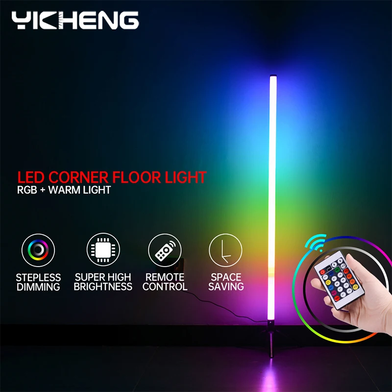 103CM RGB LED Floor Lamp Smart Remote Control Modern Corner Floor Lamp Atmospheric Standing Stand Light Christmas Decor Lighting