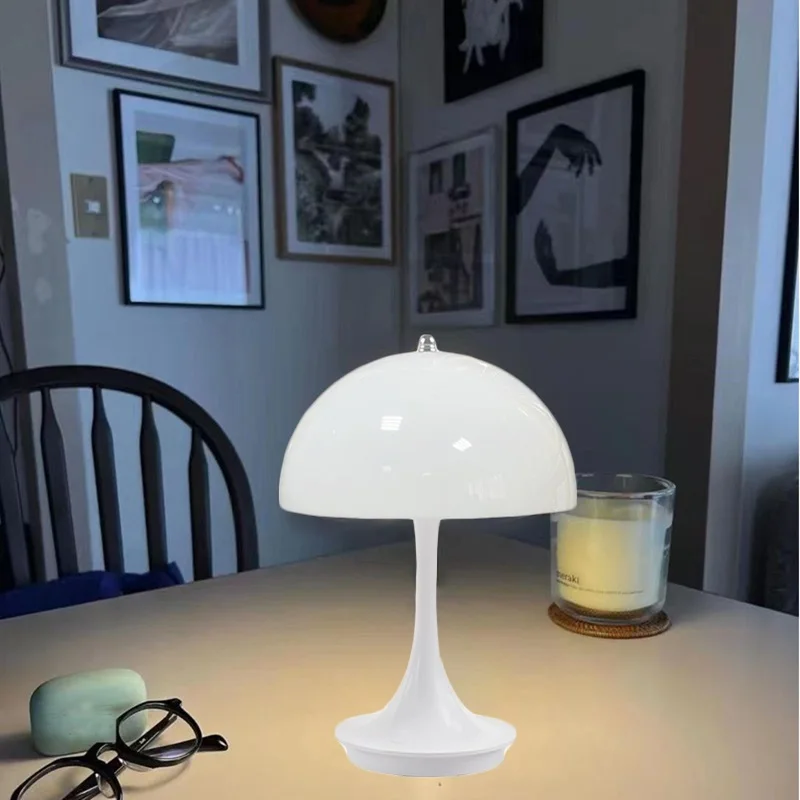 Mushroom LED Table Lamp Cordless Desk Lamp with Dimmable Touch Control Mini Rechargeable Night Light for Living Room Bedroom