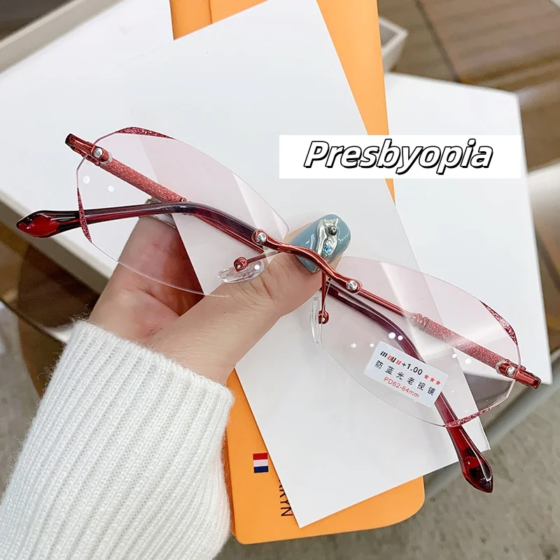 

Luxury Anti Blue Light Reading Glasses Women Men Cutting Frame Presbyopia Eyeglasses High Definition Farsighted Diopter Eyewear
