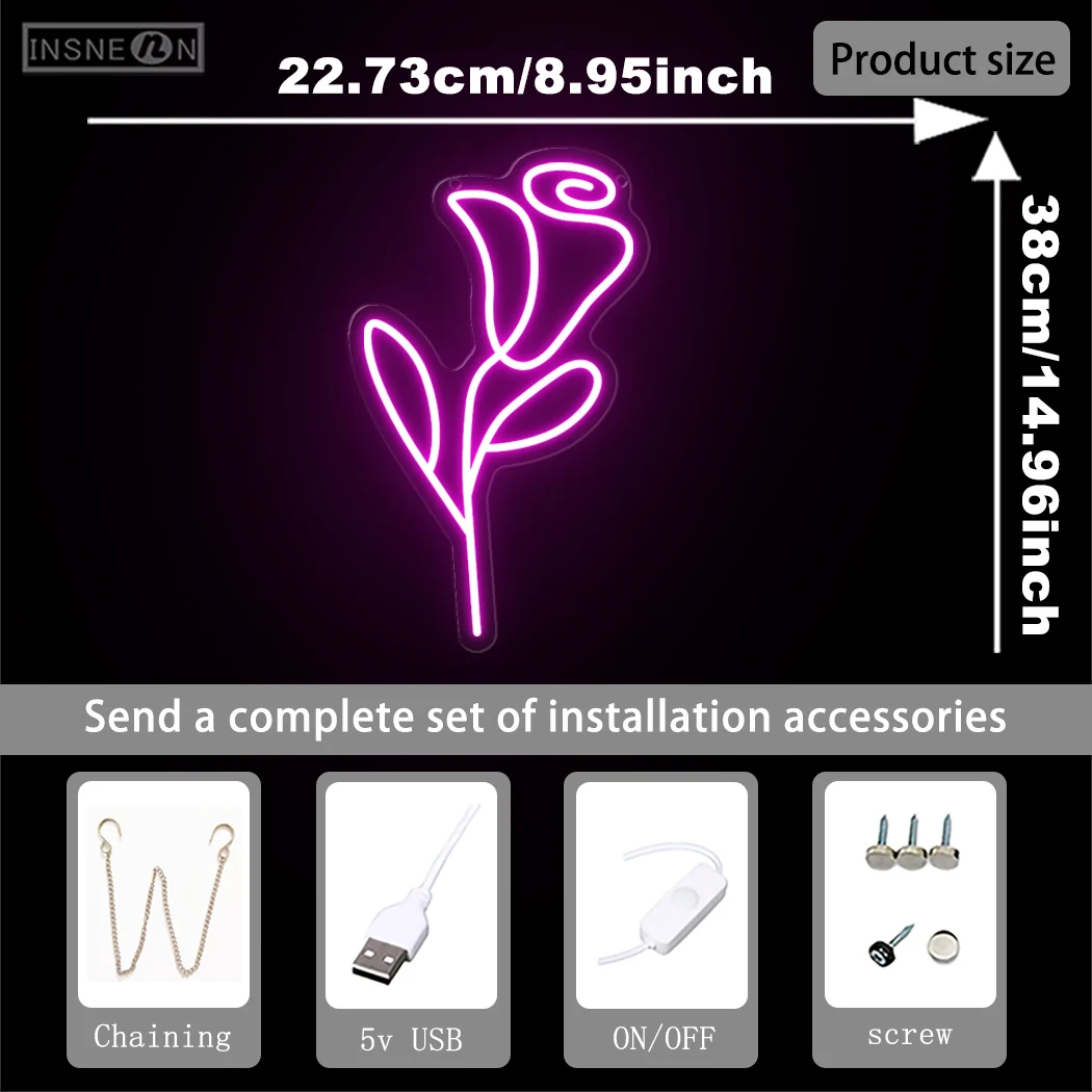 Luz de señal de neón rosa para boda, hogar, estudio, sala de estar, dormitorio, restaurante, decoración de letrero de pared, luz de señal luminosa Led