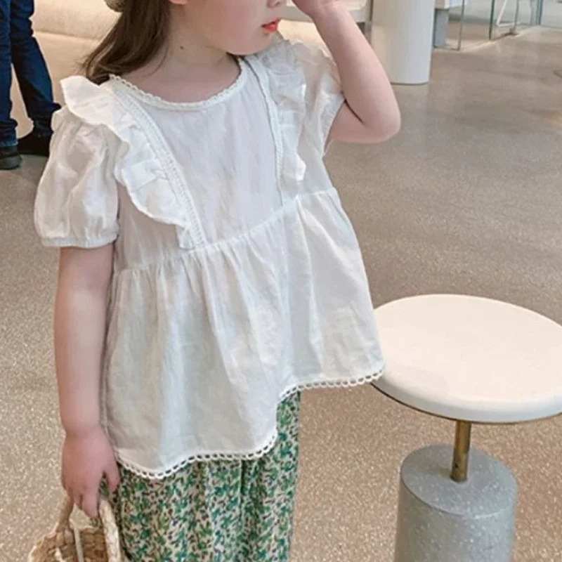 

Cute Short Sleeved Shirt 2025 Summer New Style Baby Western Fashion Korean Version Loose Doll Shirt